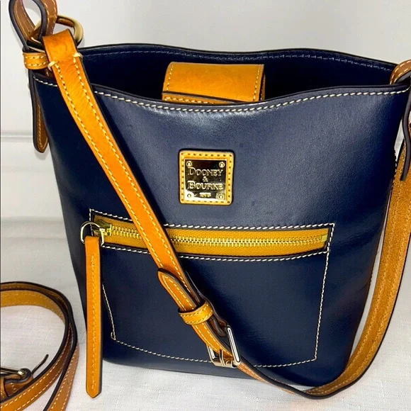 Dooney & Bourke Wexford Leather Ridley Satchel Midnight Blue with Gold Hardware - Picture 3 of 13